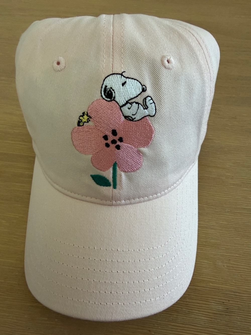 Peanuts Light Pink Baseball Cap with Snoopy Embroidery